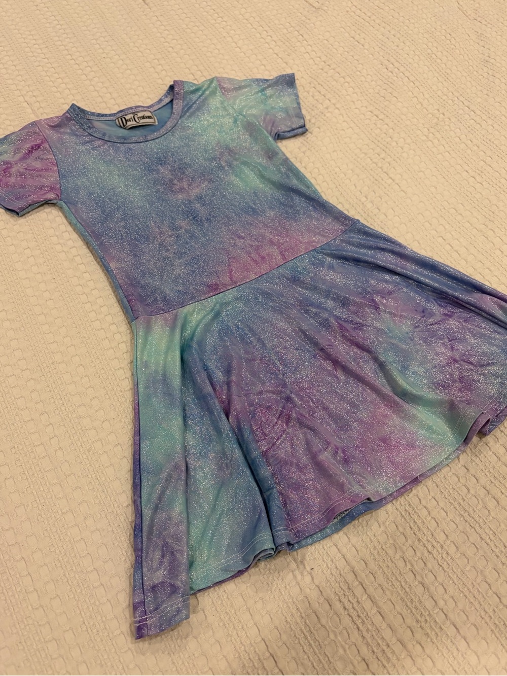 Like new! Dori Creations Girls Sparkly Metallic Tie Dye S/S Skater Dress Size 5